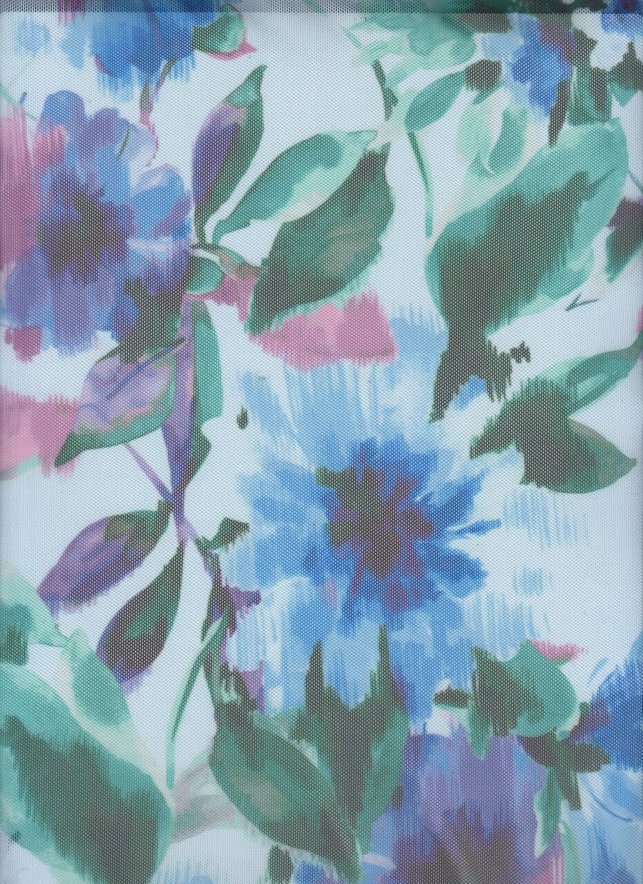 1 Yard Floral Digital Mesh Fabric, 54″ Wide Polyester Spandex Blend